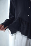 カットジョーゼットフリルトップス　BLACK