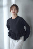 カットジョーゼットフリルトップス　BLACK