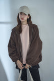 スエードレイヤードブルゾン　BROWN