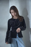 シアーベロアカシュクールトップス　BLACK