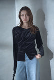 シアーベロアカシュクールトップス　BLACK
