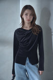 シアーベロアカシュクールトップス　BLACK
