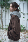 スエードレイヤードブルゾン　BROWN