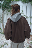 スエードレイヤードブルゾン　BROWN