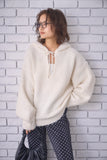 ブークレーキーネックフードトップス　IVORY