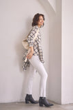 チェック裾アシメシャツ　IVORY