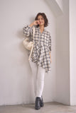 チェック裾アシメシャツ　IVORY