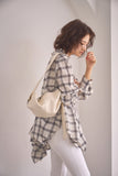 チェック裾アシメシャツ　IVORY