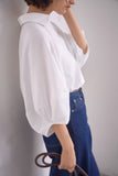 バルーン袖襟付きトップス　OFFWHITE