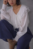 ラッセルカラーセミシアーブラウス　OFF WHITE