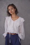 ラッセルカラーセミシアーブラウス　OFF WHITE