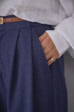 カルゼ　タックパンツ　NAVY