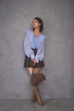 ラッセルカラーセミシアーブラウス　BLUE