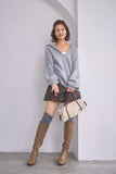ブークレーキーネックフードトップス　GRAY