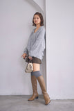 ブークレーキーネックフードトップス　GRAY