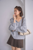 ブークレーキーネックフードトップス　GRAY