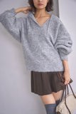 ブークレーキーネックフードトップス　GRAY