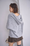 ブークレーキーネックフードトップス　GRAY