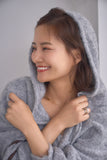 ブークレーキーネックフードトップス　GRAY