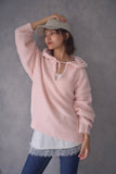 ブークレーキーネックフードトップス　PINK