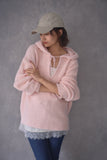 ブークレーキーネックフードトップス　PINK