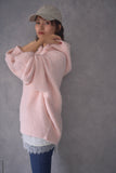 ブークレーキーネックフードトップス　PINK