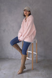 ブークレーキーネックフードトップス　PINK