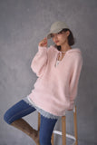 ブークレーキーネックフードトップス　PINK
