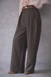 ツイルパイピングカーブパンツ　BROWN