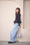 2wayフリルニットトップス　BLACK