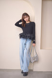 2wayフリルニットトップス　BLACK