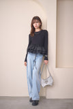 2wayフリルニットトップス　BLACK