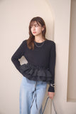 2wayフリルニットトップス　BLACK