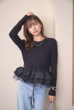 2wayフリルニットトップス　BLACK