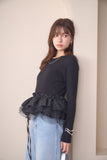 2wayフリルニットトップス　BLACK
