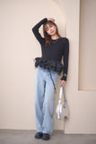 2wayフリルニットトップス　BLACK