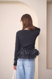 2wayフリルニットトップス　BLACK