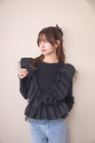 2wayフリルニットトップス　BLACK