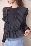 2wayフリルニットトップス　BLACK