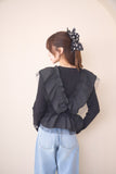 2wayフリルニットトップス　BLACK