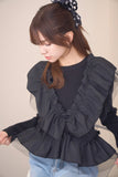 2wayフリルニットトップス　BLACK