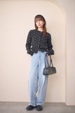 ドットクルーネックカーディガン　BLACK