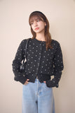 ドットクルーネックカーディガン　BLACK