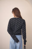 ドットクルーネックカーディガン　BLACK