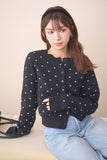 ドットクルーネックカーディガン　BLACK