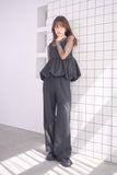 フロッキードットプリントバルーンキャミソール　BLACK