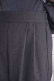 フロッキードットプリントタックパンツ　BLACK