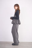フロッキードットプリントタックパンツ　GRAY