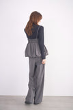 フロッキードットプリントタックパンツ　GRAY
