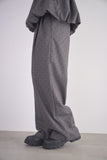 フロッキードットプリントタックパンツ　GRAY
